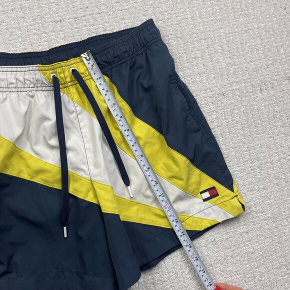 Tommy Hilfiger Swim Trunks Men L* Blue / Yellow Color Block Drawstring Read - Picture 8 of 14